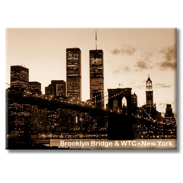 Brooklyn Bridge and World Trade Center Magnet – 3.5x2.5 Inch