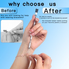 2 Piece Bracelet Helper Tool to Put on Yourself, Metal Bracelet assistanc Tool,Jewelry Clasp Helper, for Bracelets, Necklaces, Zippers(Silver)