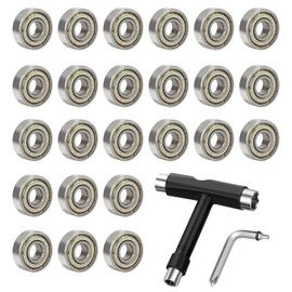 MEETANG 24pcs Ball Bearing Set, 608ZZ Skateboard Miniature Bearing Made of Carbon Steel, 8 x 22 x 7 mm Metal Double Shielded Deep Groove Ball Bearing for Inline Skates, Roller Skates, Skateboarding,