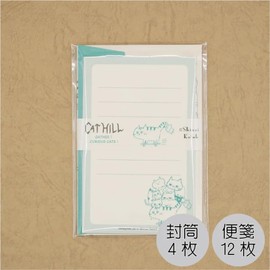 Mini Letter Set [Cat Hill] Green ML-01009 Shinzikatoh Letter Letter Stationery Gift Greeting ShinziKatoh Cat Cat Hill Heartwarming