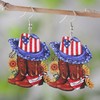Pink Cowboy Cowgirl Hat Boots Earrings for Women Double-sided Wood