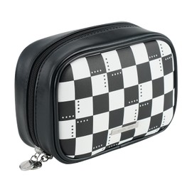 RIGHT AWAY Checkered Makeup Bag for Purse,Small Cosmetic Bag Organizer for Women, Travel Make Up Pouch Waterproof Toiletry Bag Cute Makeup Case for Travel Accessories(Black Checkerboard)