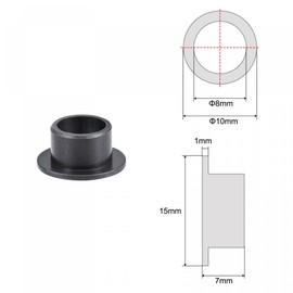 sourcing map Flanged Sleeve Bearings 8mm Bore 10mm OD 7mm Length POM Wrapped Oilless Bushings Black 4pcs