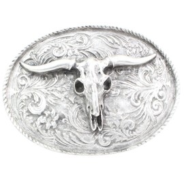 BELTINGER Belt Buckle Longhorn 4.0 cm Buckle Interchangeable Buckle Belt Buckle Riding Accessories 40 mm Solid for Riding and Western Outfit, Antique silver