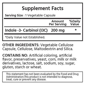 ML Naturals Pure Indole-3-Carbinol 200 mg 60 Vegetable Capsules. All-Natural, Healthy Detoxification