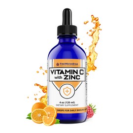 FireWaterStar Vitamin C + Zinc - Easy Liquid Drops for Adults and Kids - 4oz - 60 Servings