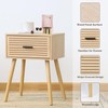 2 Sets Striped Grooved Nightstand with Solid Wood Storage Drawer,
