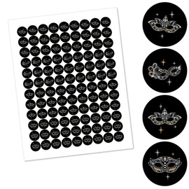 Big Dot of Happiness Masquerade - Venetian Mask Party Round Candy Sticker Favors - Labels Fit Chocolate Candy (1 Sheet of 108)