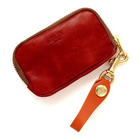 Agility affa "Genty" Key Case, Smart Key Compatible, Coin Purse, Card Case, Multi-Key Case, Genuine Leather, Men's, Women's, Made in Japan, red