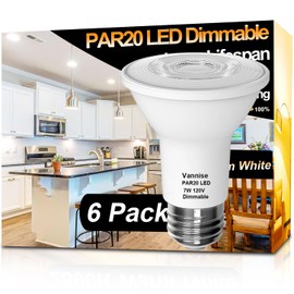 Vannise PAR20 LED Bulbs 5000K Daylight, 6 Pack Long Lasting LED PAR20 Flood Light Bulb 7W Equivalent 50W 120V, PAR20 E26 Base, No Flicker PAR20 LED Dimmable with CRI85+ for Indoor Outdoor Home