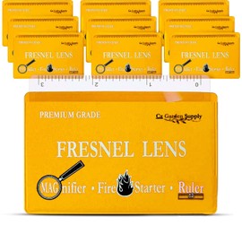 Fresnel Lens 4X Magnifier Pocket Wallet Credit Card Size • Ruler - Unbreakable Plastic for Home Office Classroom & Outdoor EDC Survival Kit Bushcraft (10 pack Ruler/Magnifier - Yellow)