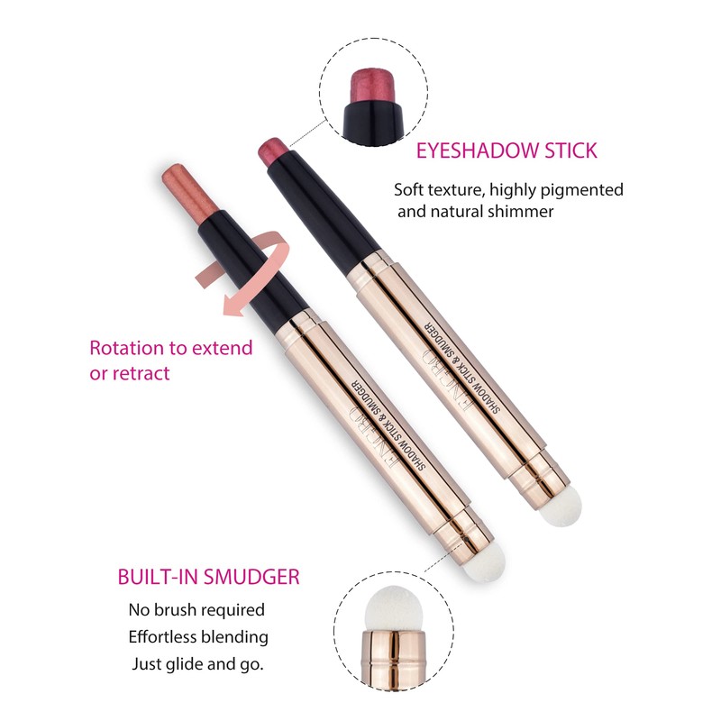 Enfuntins Cream Eyeshadow Stick, Long-Lasting, Crease-Proof Eyeshadow with Built-in Smudger
