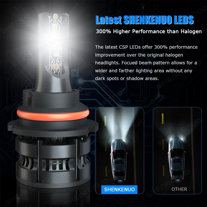SHENKENUO For Lexus LS400 1990-1992 6000K LED Headlight High/Low +