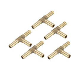 A ABSOPRO 5pcs 1/4" 6mm Hose ID Brass Barb Hose Fitting Tee T 3 Way Connector Durable Material Item Replacement