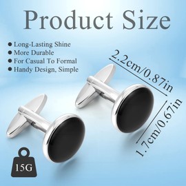 HJZHII 1 Pair Cufflinks Men 1.7 cm Copper Silver/Black Cuff Links Men Gift for Men Business Accessories for Wedding Business Formal Occasion, Metal