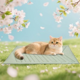 UIQELYS Dog Cooling Mat Ice Green, No Gel, Cool Fabric Top & Velvet Back Cat Blanket, Washable, Dog Cooling Pad Available in 3 Sizes, Summer Relief for Dogs & Cats-A Size