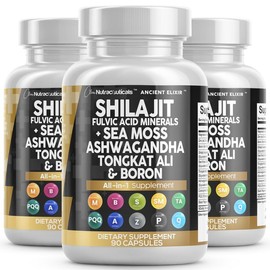 Clean Nutra Shilajit Fulvic Mineral Supplement with Sea Moss For Optimal Health & Wellness Fitness Healthcare Vitamin Capsules Clean Nutra:_3 Bottles