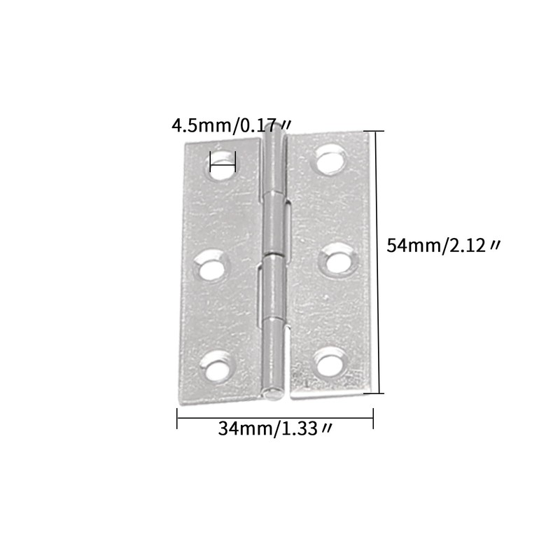 Unxuey Door Hinges, 16Pcs 2.12inch Folding Butt Hinges, Stainless Steel