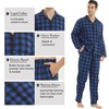 Mens Pyjamas Sets Cotton Checked Drawstring Loungewear Set Button Up