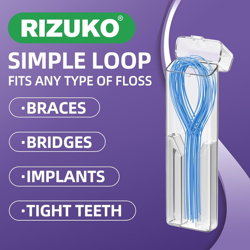 RIZUKO Floss Threaders,Deep Clean Dental Floss Threader for Braces,Bridges,Implants with