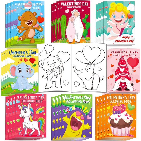 32Pcs Valentine’s Day Coloring Books for Kids - Coloring Book for Kids All Ages Indoor Activities at Home Party Favors Gift Supplies