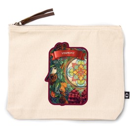 Lantern Press Vermont, Front Door with Christmas Wreath, 100% Cotton Zipper Pouch, Travel Accessory, Go Bag