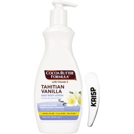 Cocoa Butter Formula Tahitian Vanilla Body Lotion 400ml Deep Moisturizing Nourishing Cocoa Butter Formula For Soft, Smooth & Hydrating Skin with Cosmetic Spatula