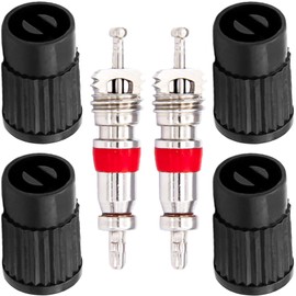 4 x car valve key caps plastic + 2 x Schrader valves tool, valve extractor, tyre valve remover, valve screwdriver, tool for car valves, bicycle, scooter, moped MTB