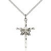 Bonyak Jewelry Sterling Silver Doves/Cross Pendant 1 x 5/8 inches