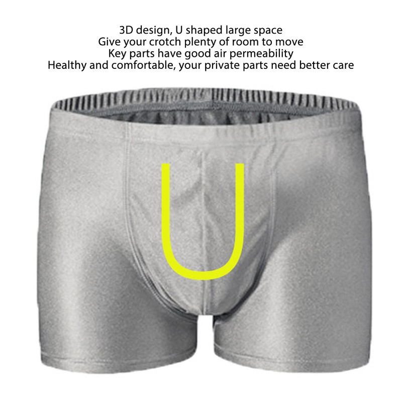 EMF Shielding Underwear Men Radiation Protection Underpants Boxer Briefs Silver