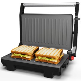 Sunvivi Panini Press Sandwich Maker: Electric Panini Press Grill with Locking Lid, Portable Indoor Panini Maker with Nonstick Plates, 1000W Double-sided Grill with 180° Flat Opening, Easy to Clean