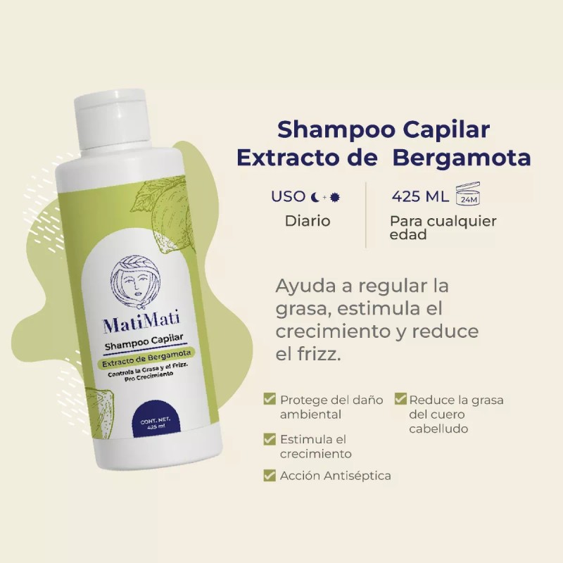 Matimati Shampoo Bergamota Procrecimiento Sin Sulfatos Matimati 425ml