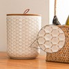 JOJUNO White Ceramic Canister Set with Wooden Lids – 3-Piece
