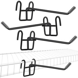 FIMXSD 4 PCS Heavy Duty Metal Hooks with Rubber Cover Wire Shelving Accessories for Utility Rack, Storage Room,Garage (Black)