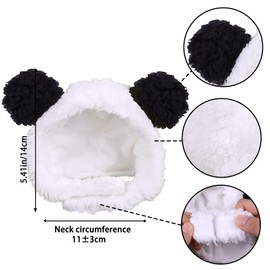 Cat Hat Funny Winter Cat Hat Plush Hat Adjustable Dog Hat Cute Dog Hat for Small Cats Dogs Cat Clothing Accessories (Black White)