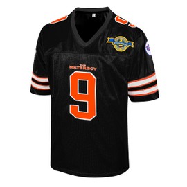 Bobby Boucher #9 The Waterboy Adam Sandler Movie Mud Dogs Bourbon Bowl Football Jersey(Black-3XL)