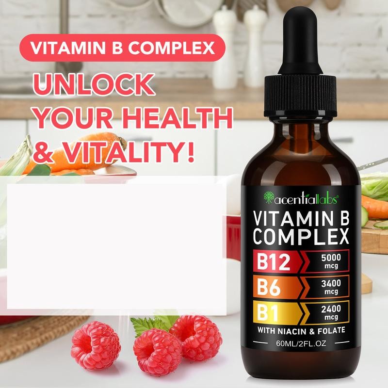Acentiallabs Vitamin B-Complex with B12, B6, B1, Niacin, and Folat