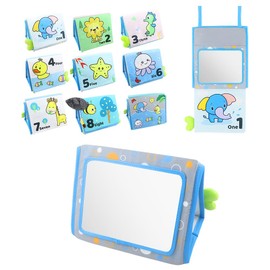 Caterbee Baby Mirror Toys, Inant Tummy time Toy Cloth Book with Mirror, Fun Crinkly Sounds for Early Learning and Developmental Playtime 0-36 Months