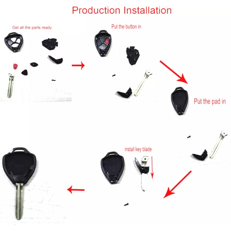 Toyota Rav4 2006-2012 3 Button Remote Key Head Repair Kit
