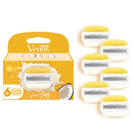 Venus Razor Razor with Soap, Coconut Scent, Moist Skin Replacement Blades, 6 Pieces, Comfort Glide