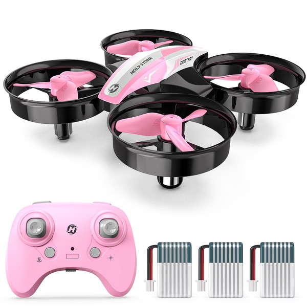 Holy Stone HS210 Mini Drone for Kids 8-12 and Beginners with 3 Batteries, RC Nano Quadcopter Indoor Drone with Circle Fly, Auto Hovering, 3D Flip, and Headless Mode, Great Gift Toy for Boys and Girls, Pink