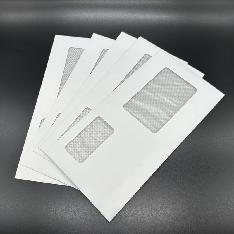 Envelope with 2 Windows, Western 6, Glassine Window, with Pattern,