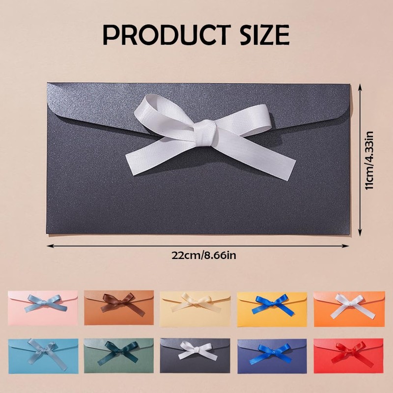10 PCS Bow Envelopes Retro Gift Envelopes Kraft Paper Coloured