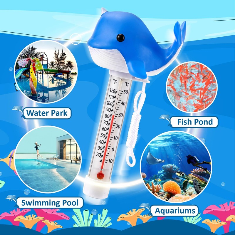 INCETUE Floating Pool Thermometer, Easy-Read Water Temperature Gauge with String