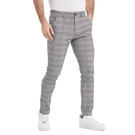 Plaid&Plain Men's Plaid Pants Skinny Dress Pants for Men Skinny Chino Pants Men 7301 Plaid-11-30X34