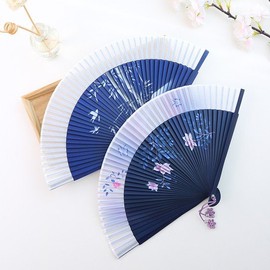 Park Sisangbang (domestic production) silk bamboo fan + high-quality silk fan house, magnolia flower / 박씨상방 (국내제작)실크대나무부채 +고급비단 부채집, 목련꽃