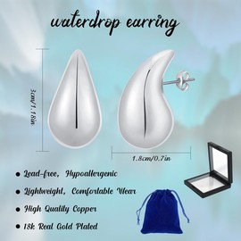 jagosen Golden Earrings Women's Drop Earrings Gold Statement Waterdrop Chunky Earrings Gold Jewelry Jewellery, Alloy Steel