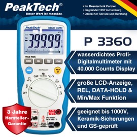 PeakTech 3360 Professional Digital Multimeter with True RMS & Bar Graph 4 3/4 digit