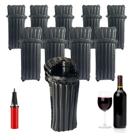Wine Travel Bags for Wine Bottles Airplane,Black Reusable Wine Bottle Protector Bags with Free Inflator Pump,10 Packs
