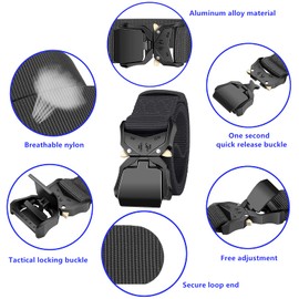 Ginwee 3-Pack Tactical Belt,Military Style Belt, Riggers Belts for Men, Heavy-Duty Quick-Release Aluminum alloy Buckle with extra MOLLE Hook